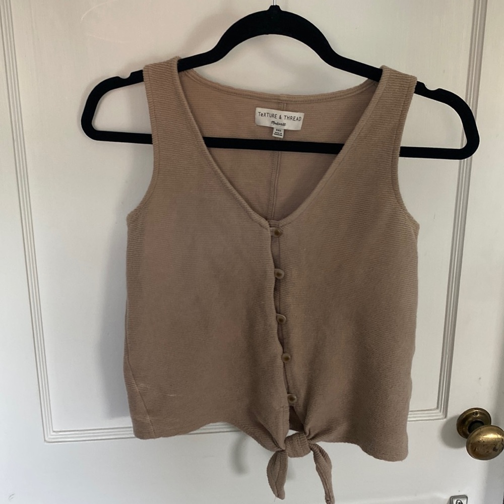 Madewell Button Up Knotted Ribbed Tank Top